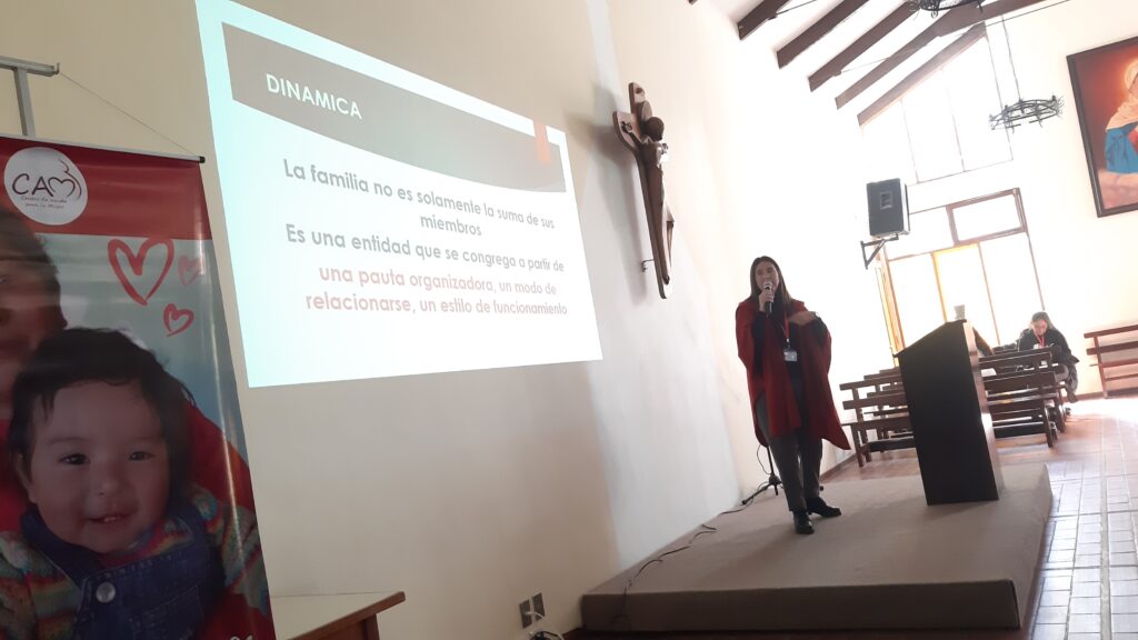 Charla "Importancia de la familia", por la lic. Mariana Kappelmayer, en el II Encuentro por la Vida organizado por el CAM Bolivia en La Paz. Dinámica.