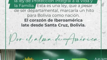 Comunicado del Congreso Iberoamericano Vida y Familia por la ley provida en Santa Cruz.