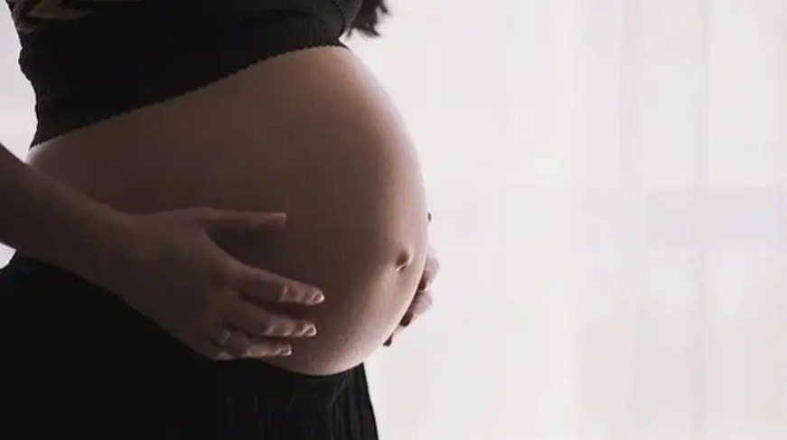 Panza desnuda de mujer embarazada.