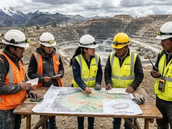 Técnicos del área minera analizan los sectores de la actividad. | Foto: MMyM